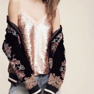 Anthropologie Moulinette Soeurs rose gold sequin cami. NWT